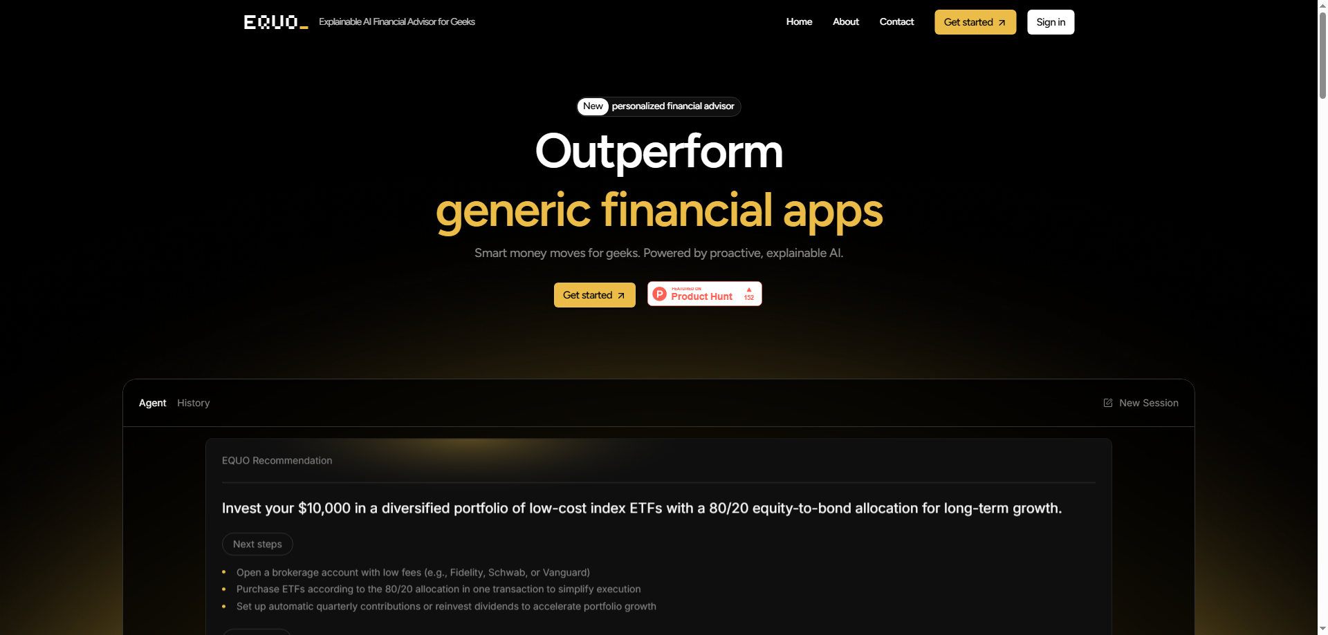 EQUO — My Explainable AI Finance Copilot for Geek-Grade Planning & Investing