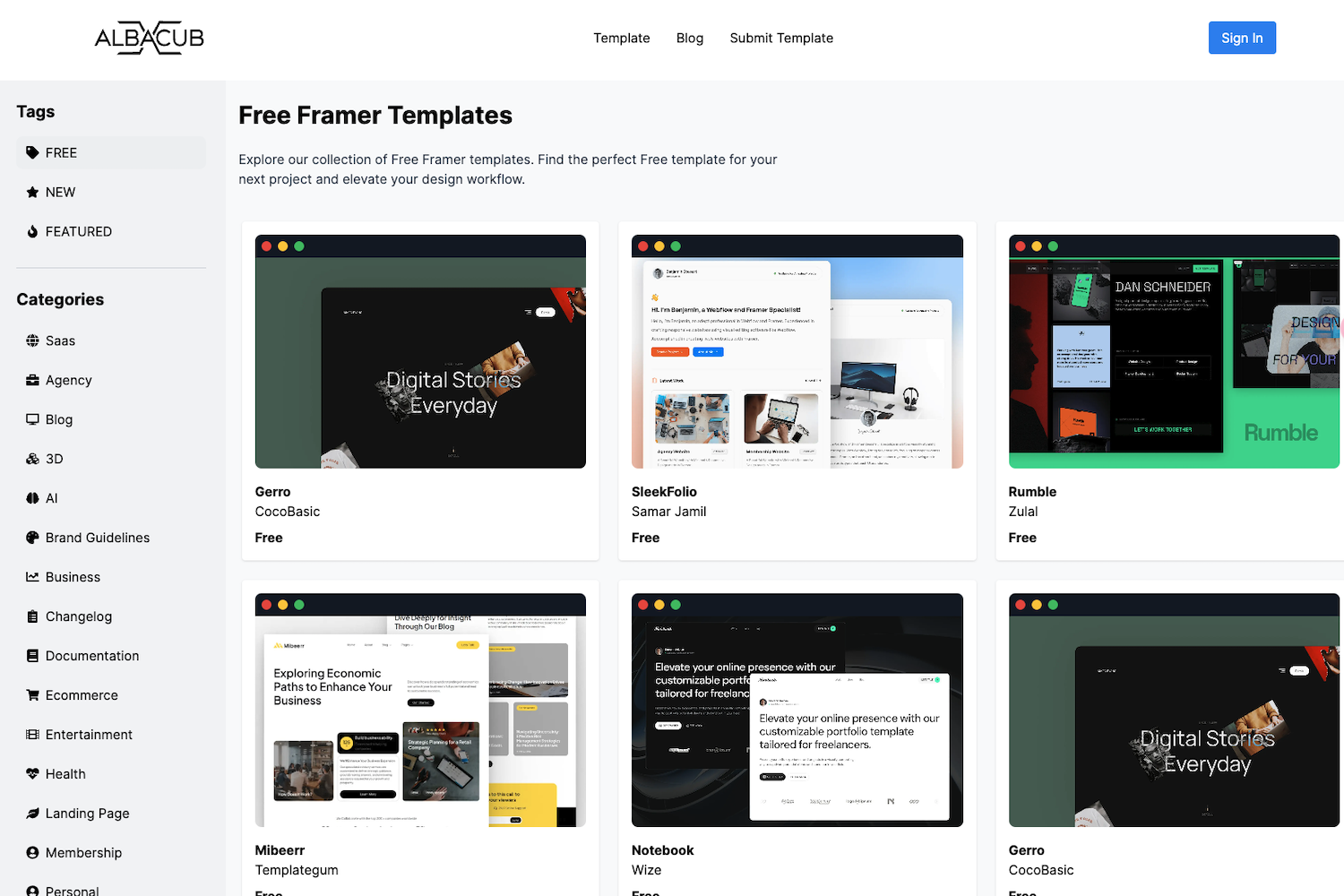 
Albacub: Free Framer Templates to Elevate Your Design Projects