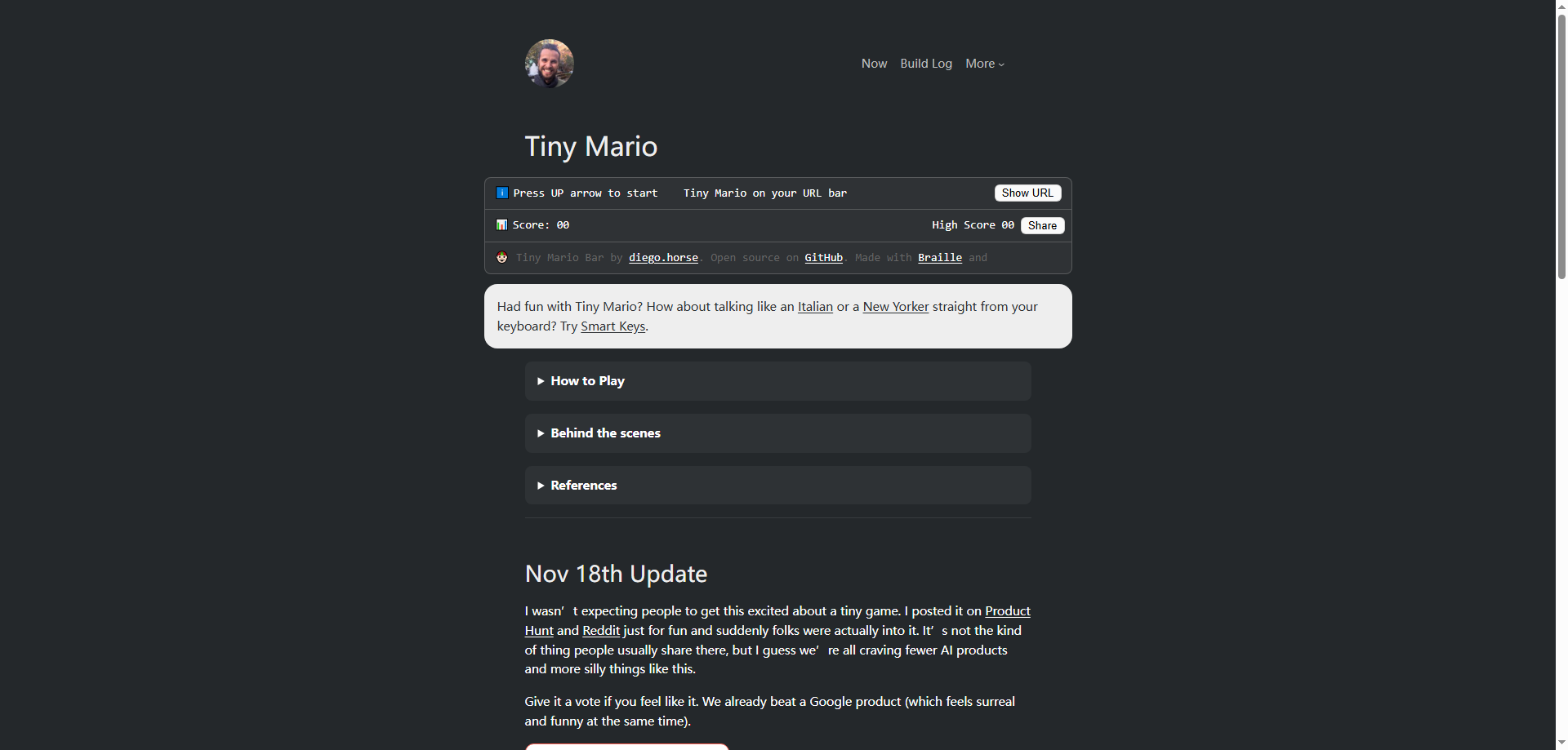 Tiny Mario: The Wildly Creative, Minimal, and Surprisingly Addictive Browser Address Bar Game