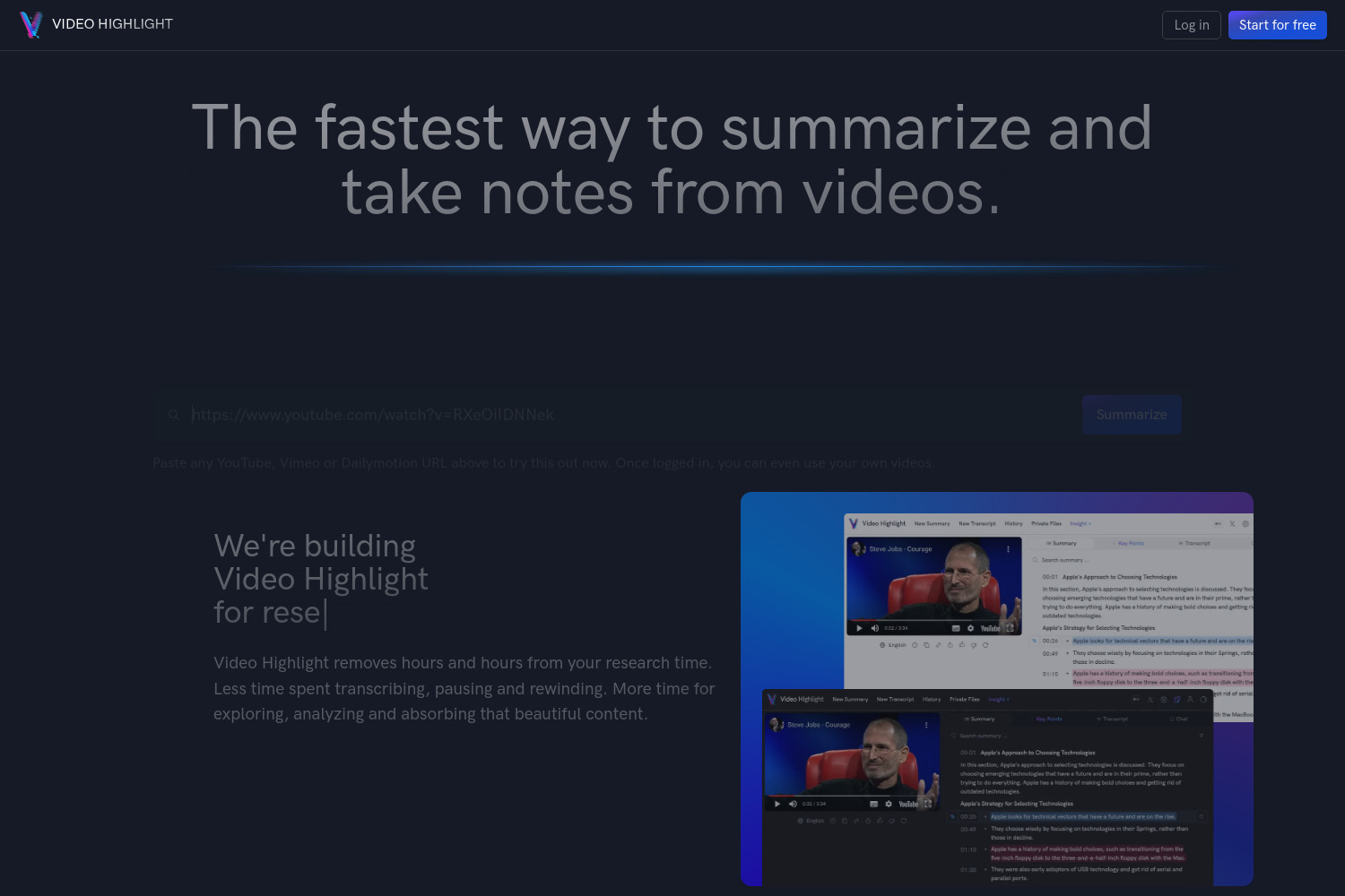 Video Highlight: AI Tool for Summarizing and Transcribing Videos