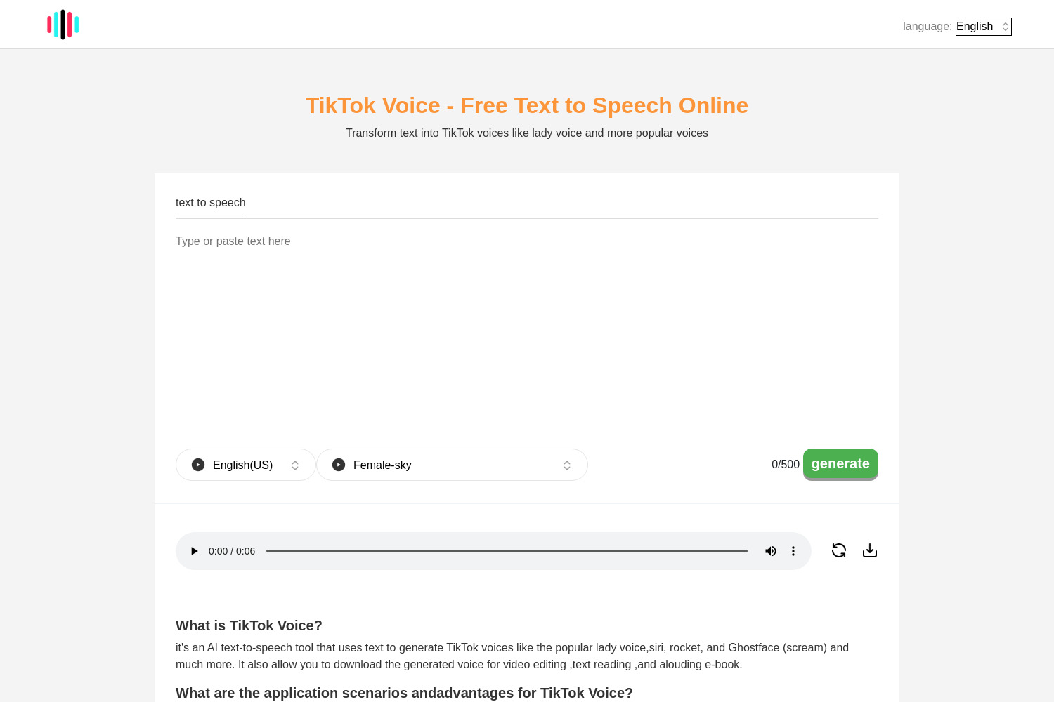 TikTok Voice: AI-Powered Text-to-Speech Generator for Popular TikTok Voices