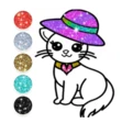 Cute Kitty Coloring Glitter