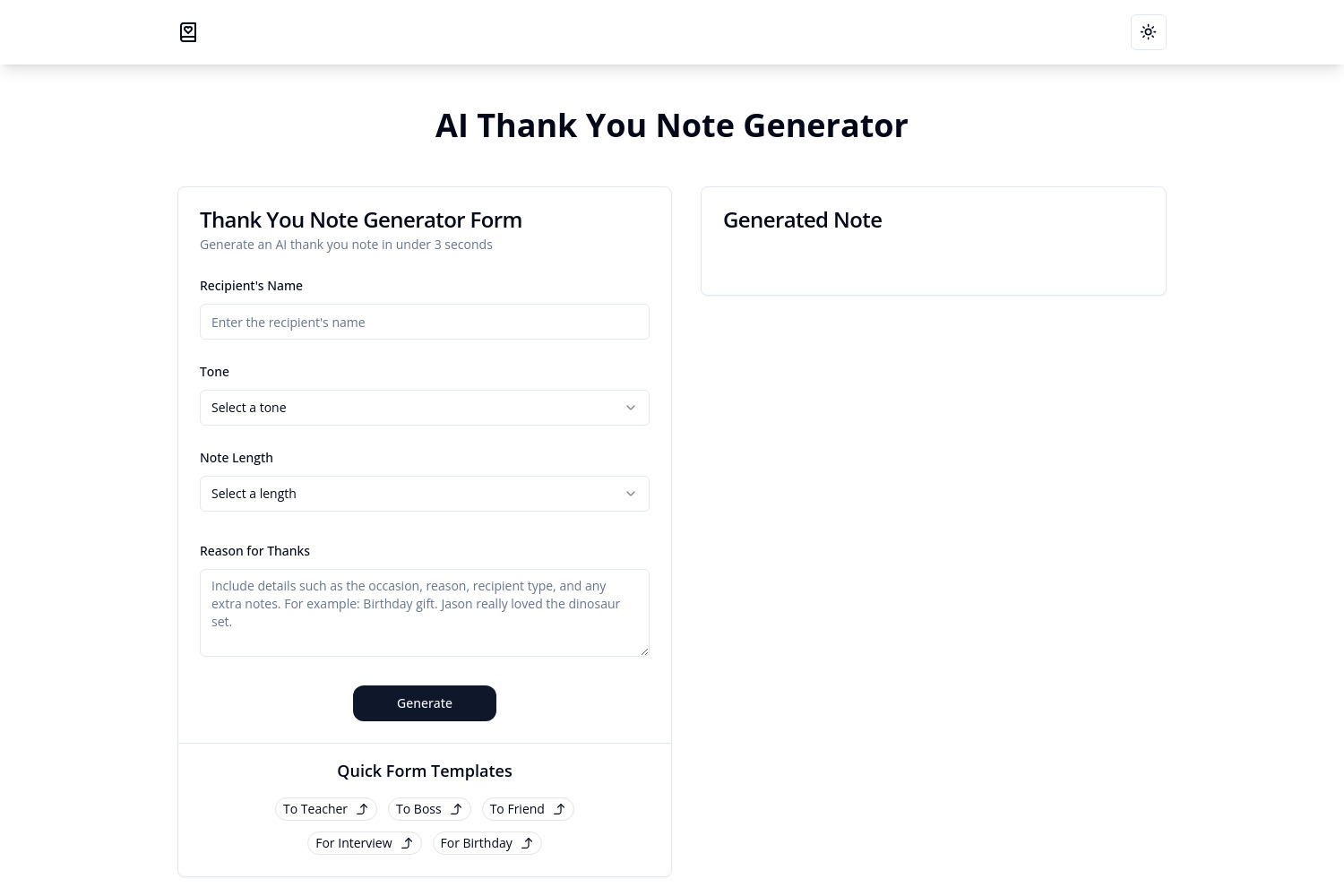 AI Thank You Note: Create Personalized Gratitude Notes Fast