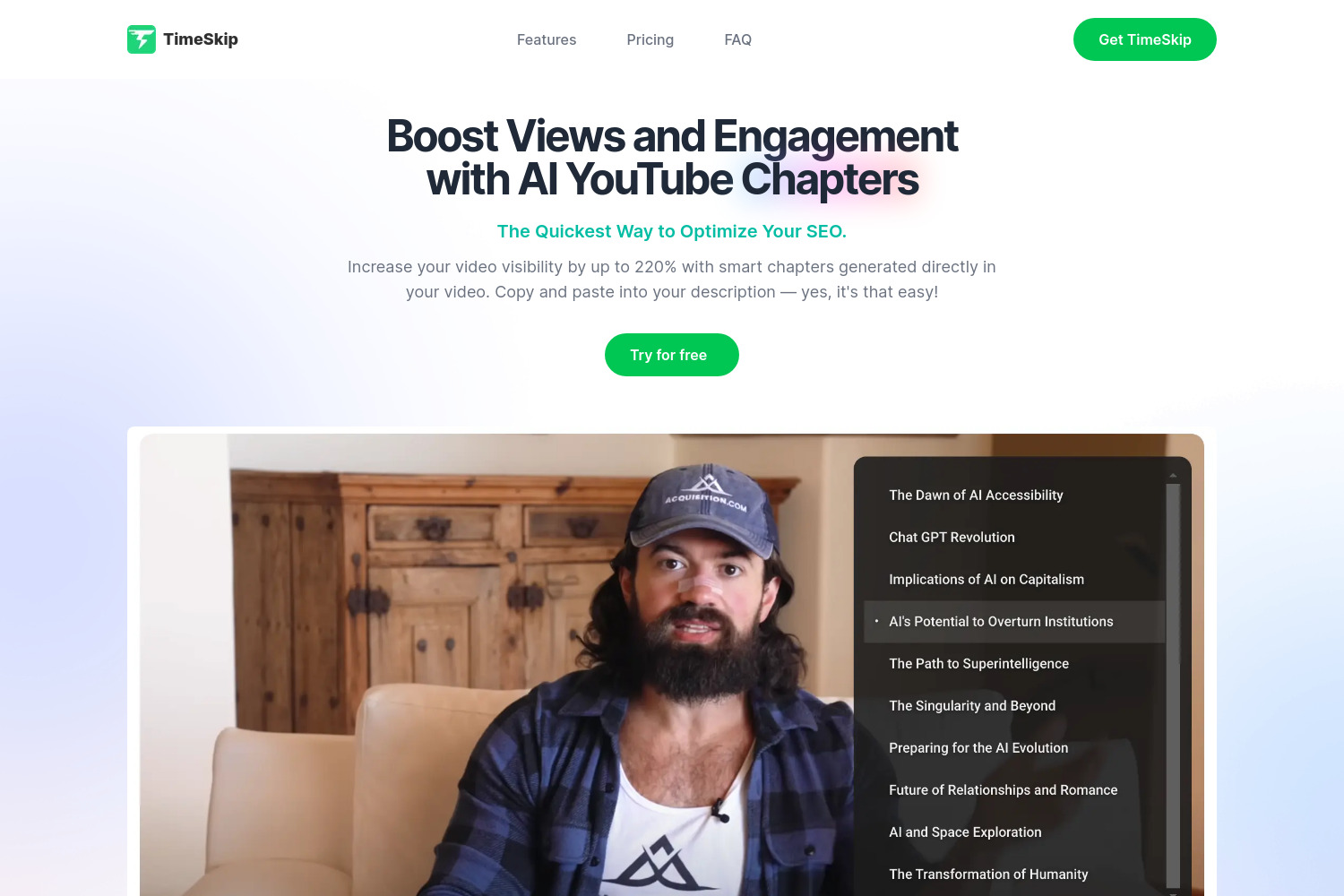 TimeSkip: AI-Driven Smart Chapters for Enhanced Video Visibility