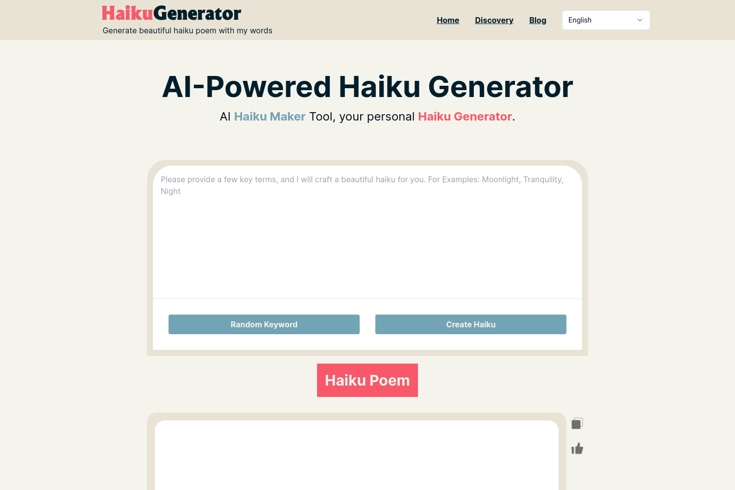 The Haiku Generator: Effortless Haiku Creation with Creative Prompts and Multiple Haiku Generation