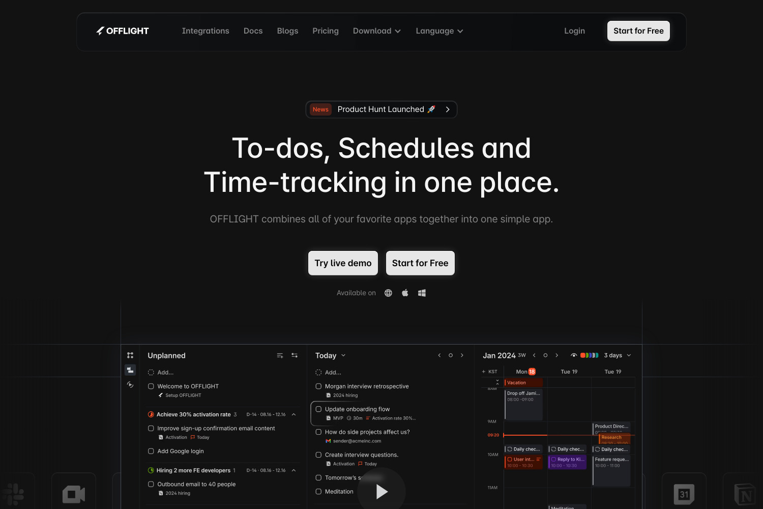 OFFLIGHT: Seamlessly Manage Tasks, Schedules, and Time-Tracking