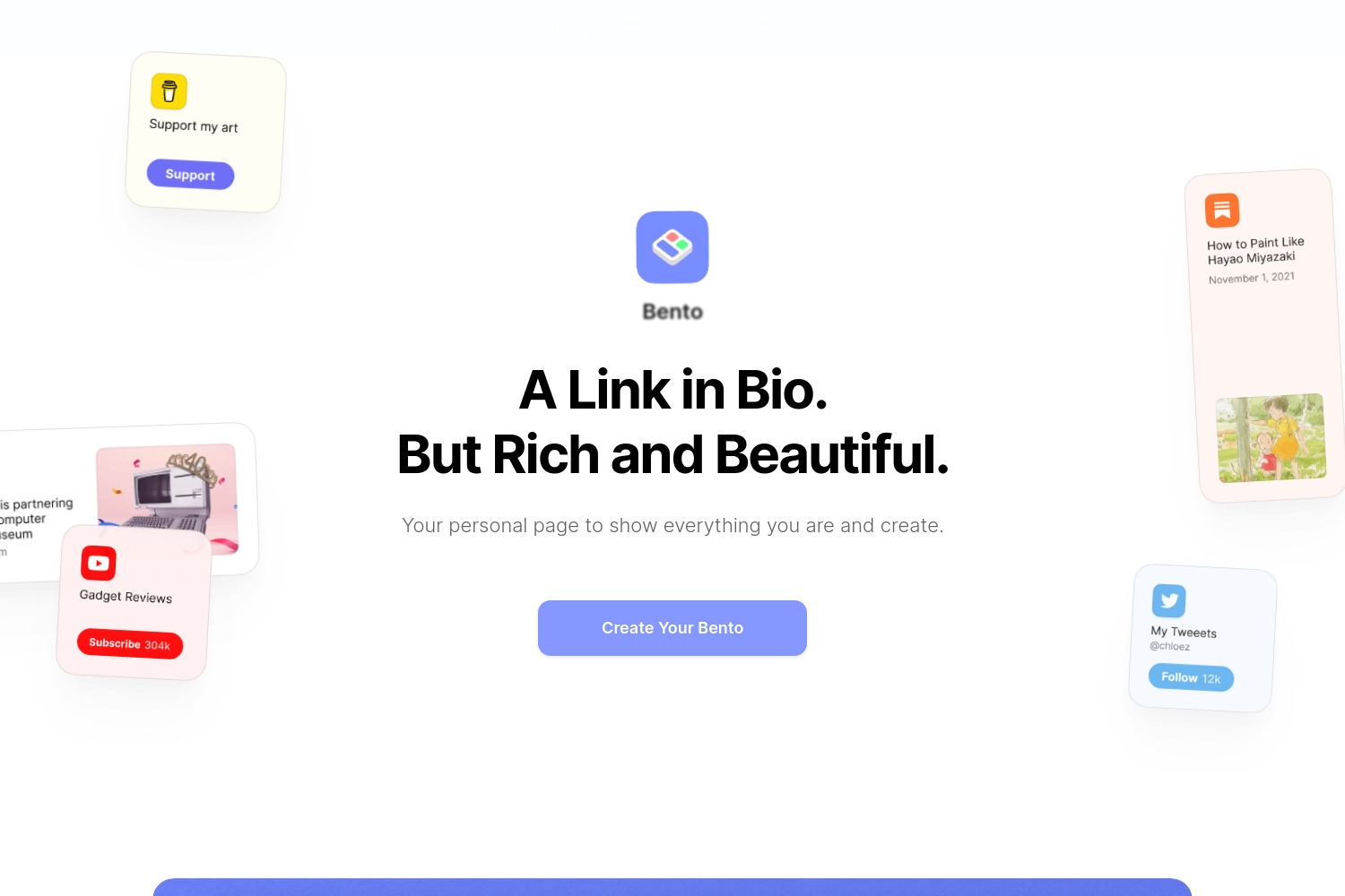 Bento: Craft a Stunning All-in-One Personal Page