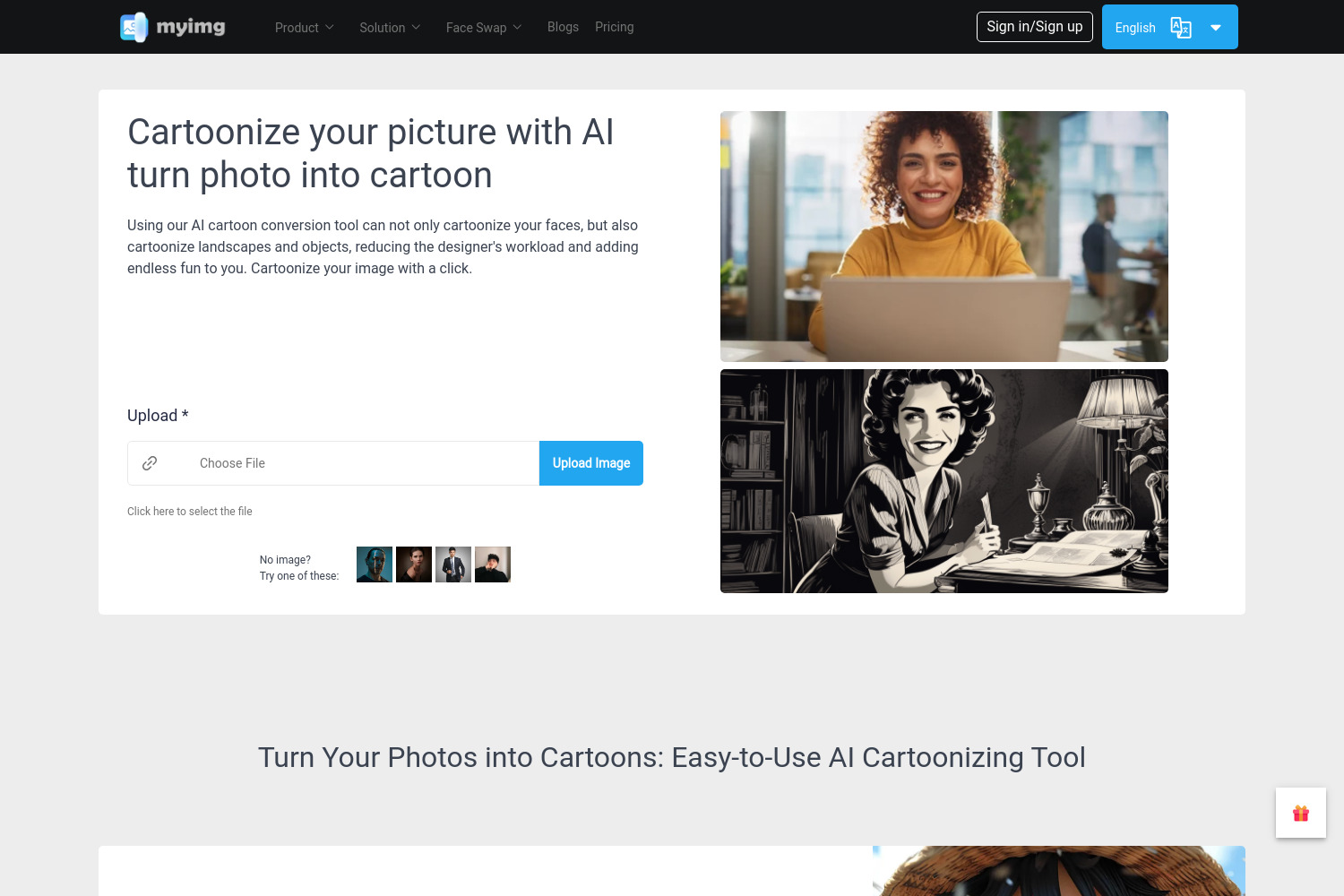 MyImg AI: Transform Photos into Cartoons with MyImg AI
