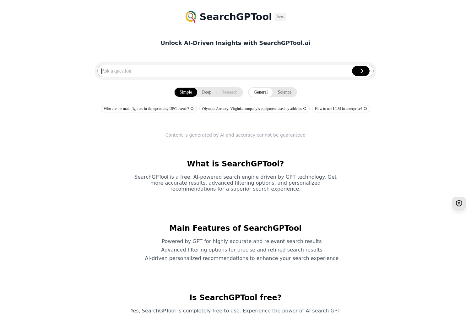 SearchGPTool: AI-Powered Search Engine for Unmatched Precision