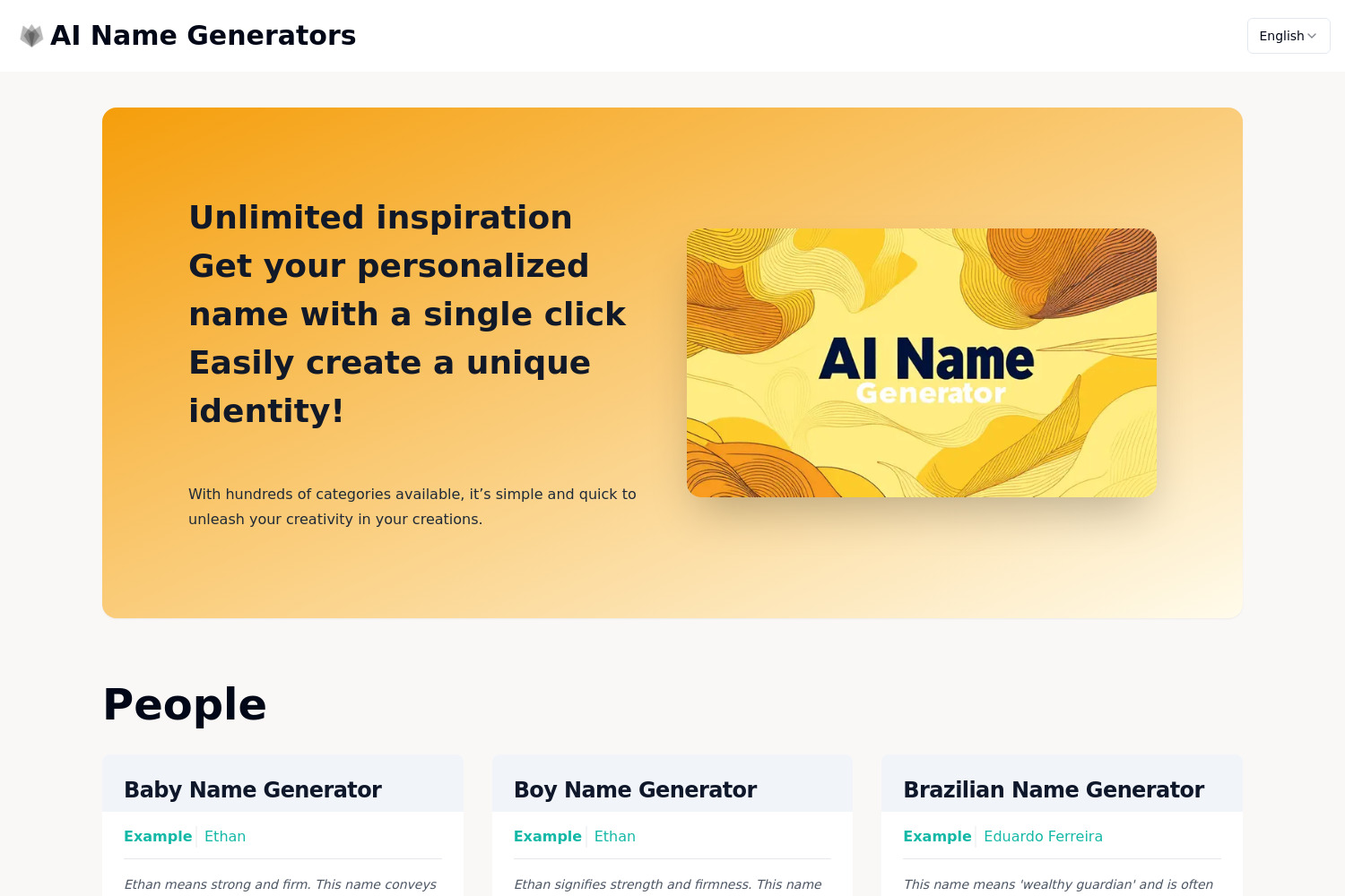 AI The Name: Unique Name Generator for Businesses, Characters & More