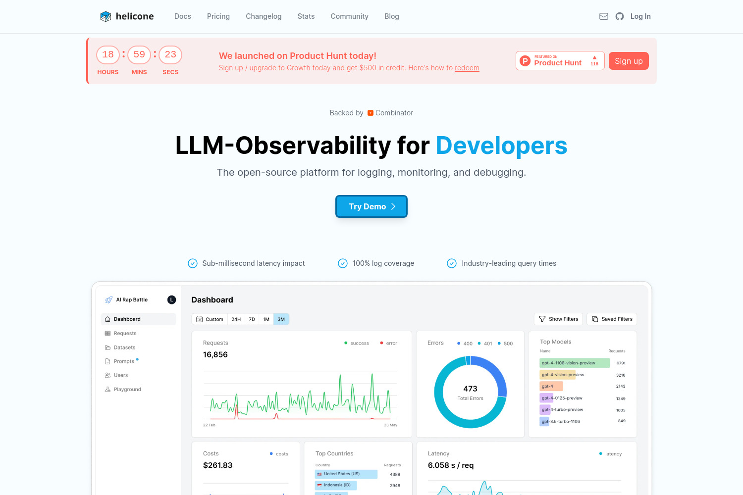 Helicone: Open-Source LLM Observability for AI App Monitoring