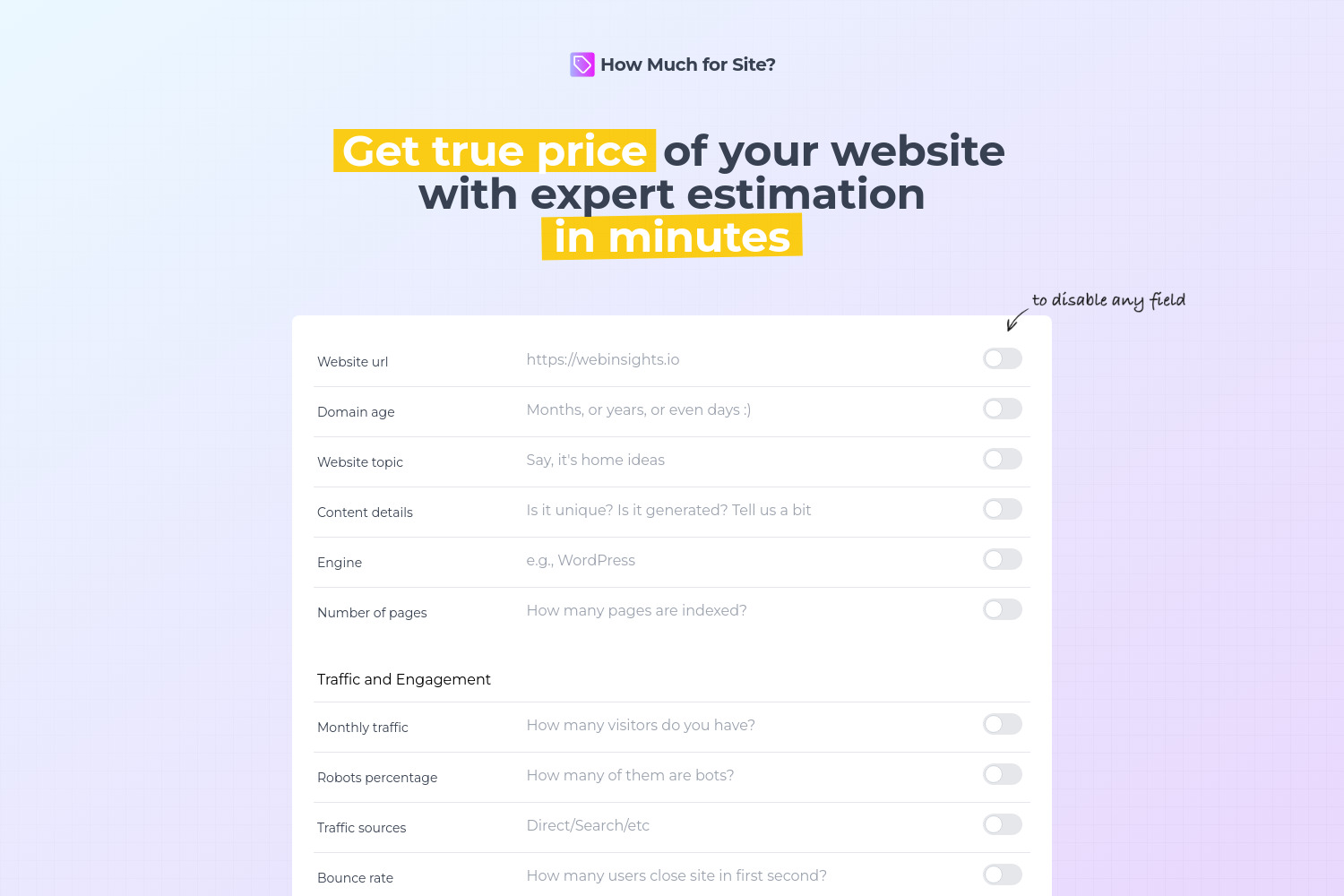 How Much for Site?: Free Website Value Estimation Tool