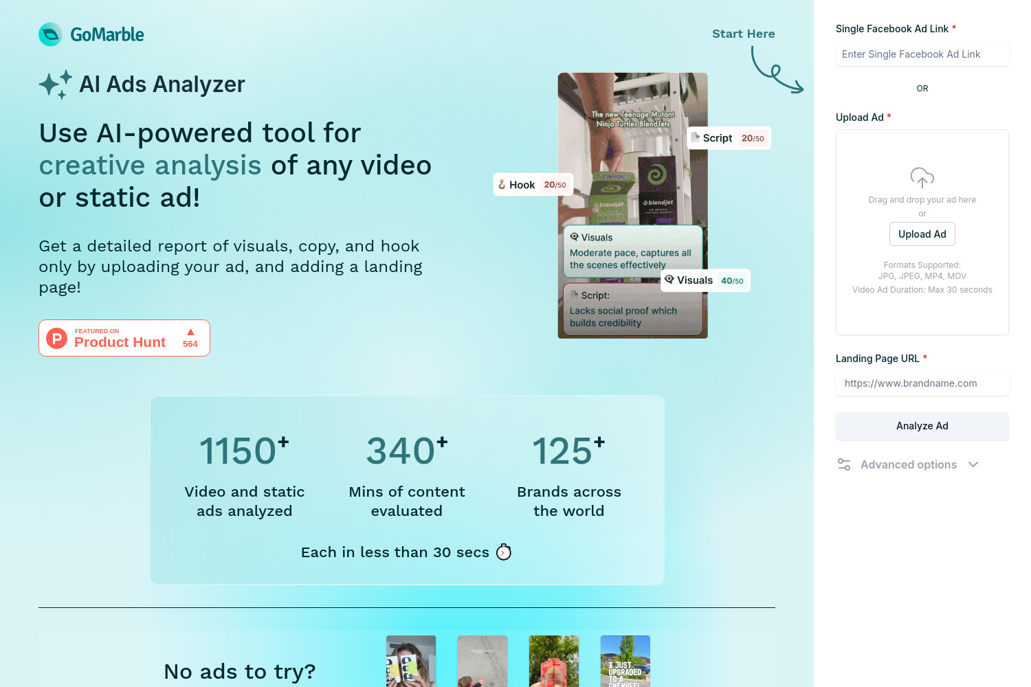 AI Ads Analyzer by GoMarble: Instantly Analyze Video and Static Ads