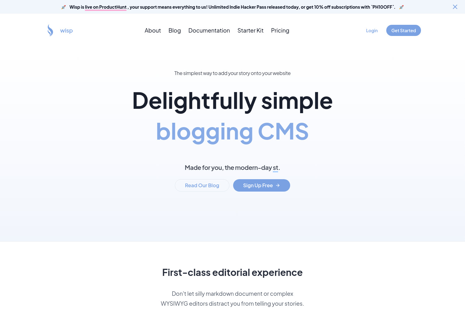 Wisp: The Blogging CMS for Hackers & Founders