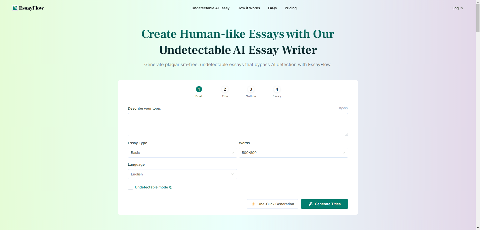 EssayFlow - Free AI Essay Writer for Undetectable, High-Quality Essays