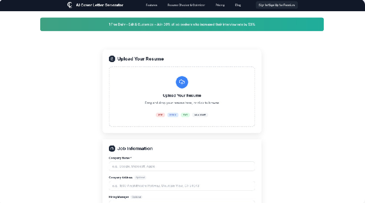 AI Cover Letter Generator: Smart, Fast, and Personalized Job Application Assistant