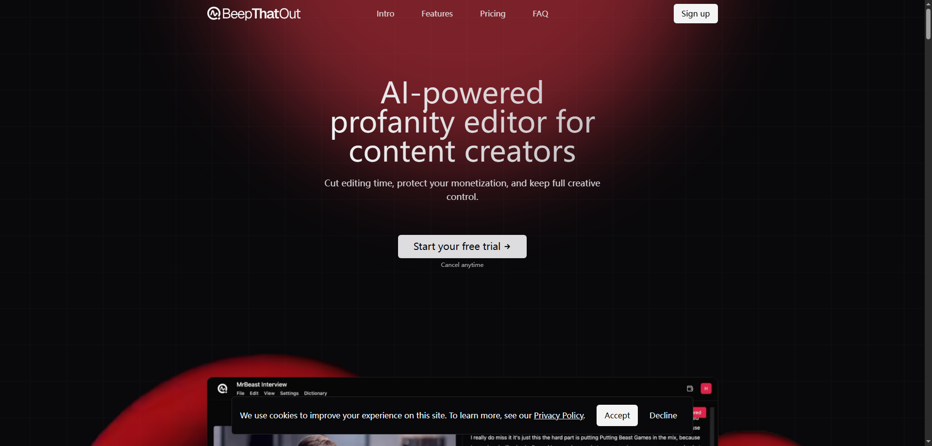 BeepThatOut – AI-Powered Profanity Editor for Clean, Monetizable Content