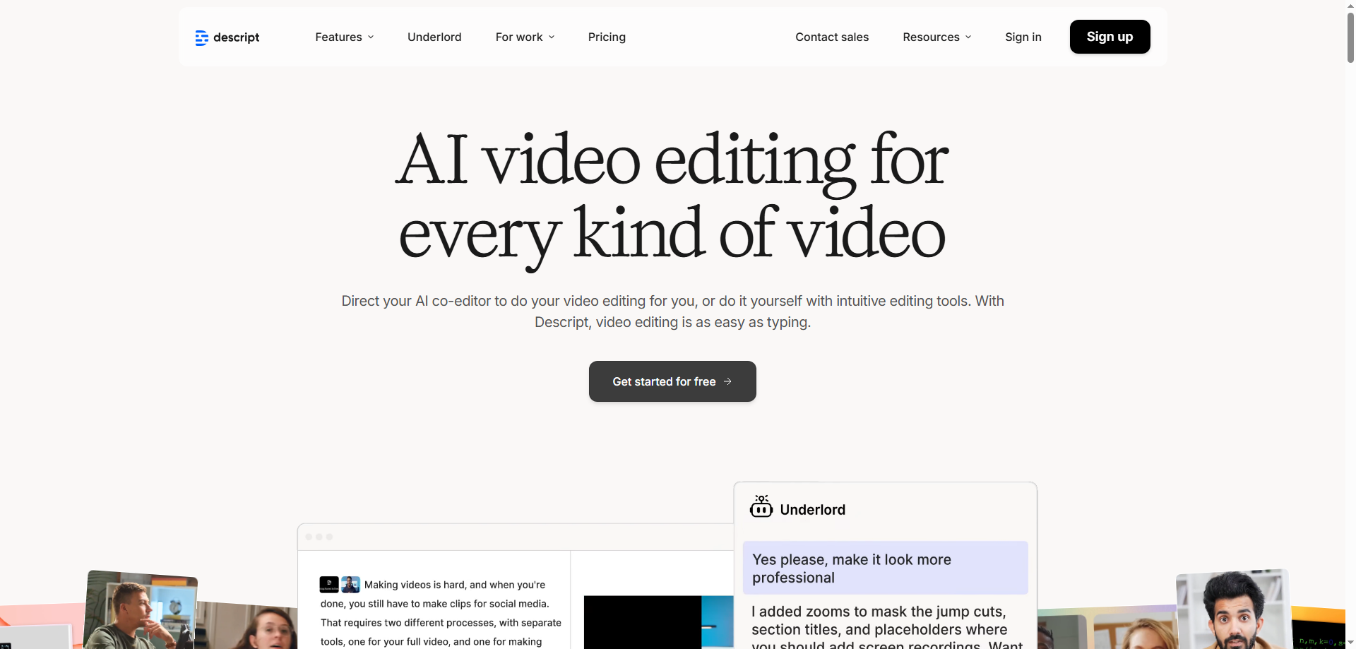 Descript – AI-Powered Audio & Video Editing Software for Effortless Content Creation Descript – AI-Powered Audio & Video Editing Software for Effortless Content Creation