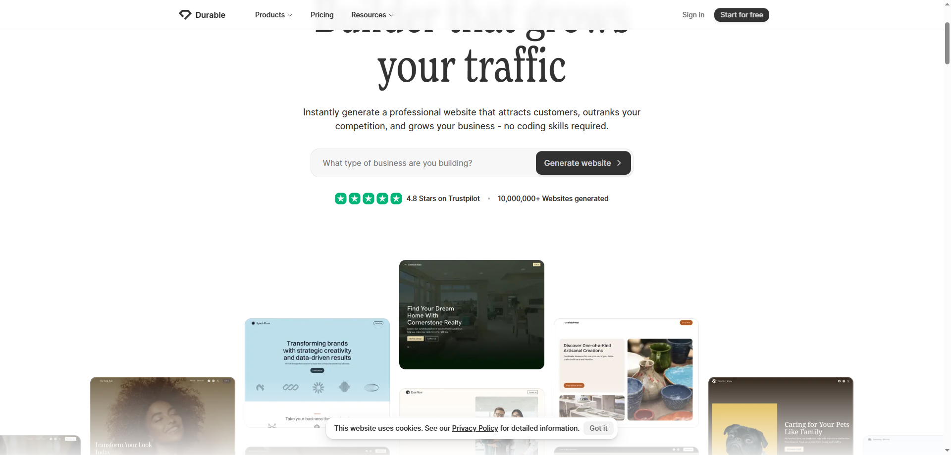 Durable: Complete AI Business Builder for Solo Entrepreneurs and Independent Professionals