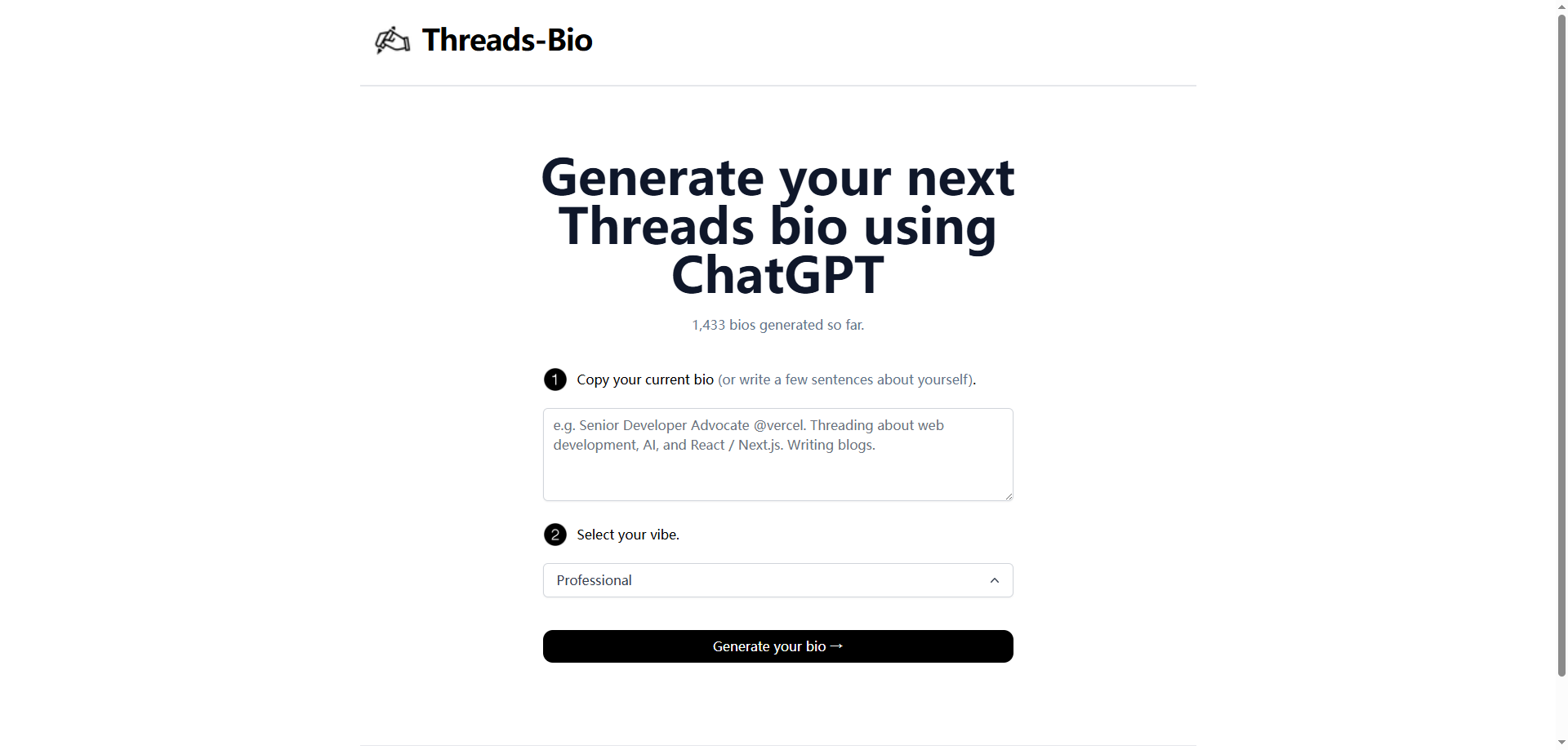 Threads-bio.com: AI-Powered Tool to Create Unique and Catchy Threads Bios