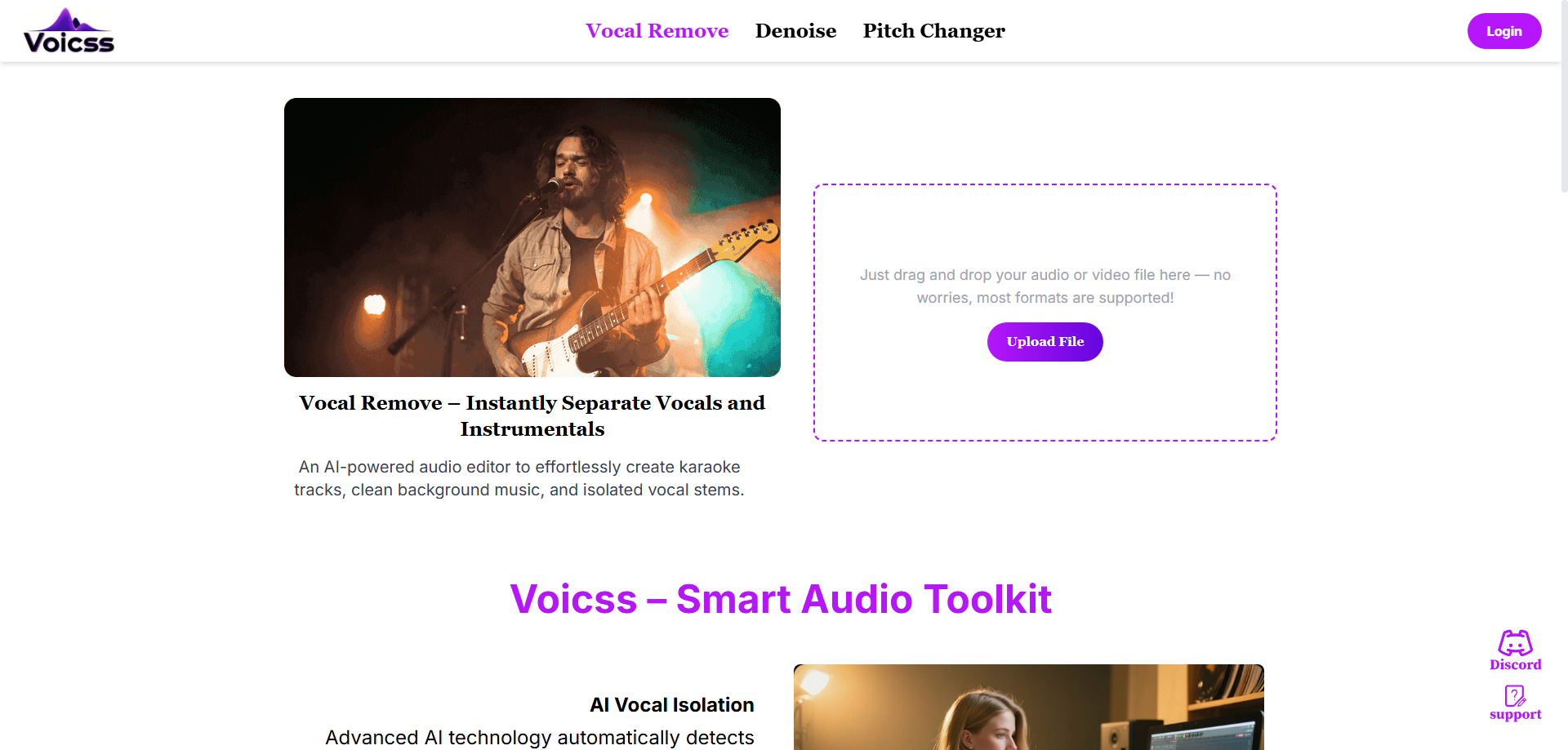 Voicss – AI-Powered Vocal Remover and Karaoke Maker Online